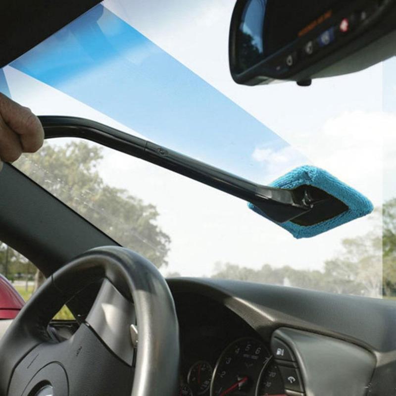 Microfiber Long Handle Car Window Cleaning Brush Windshield Cleaner - ebowsos