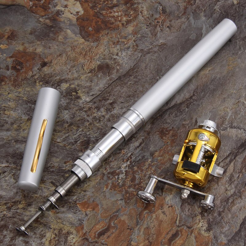 Mini Fishing Rod With Fishing Reel Portable Aluminum Alloy Hand Pole Fly Fishing Trolling Rods Fishing Tools 95cm-ebowsos