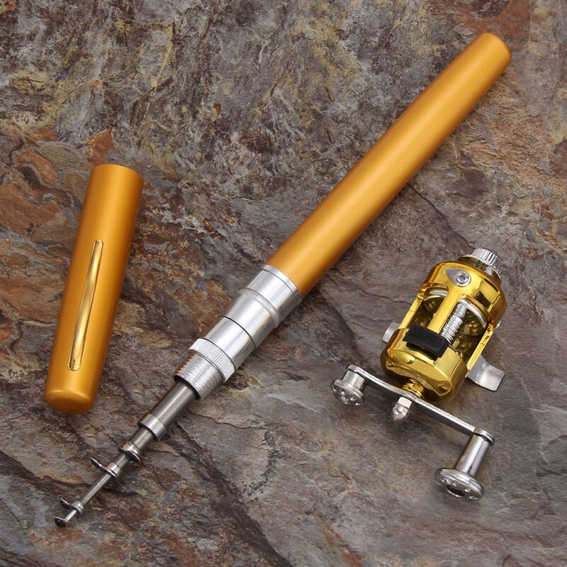 Mini Fishing Rod With Fishing Reel Portable Aluminum Alloy Hand Pole Fly Fishing Trolling Rods Fishing Tools 95cm-ebowsos