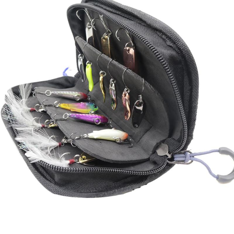 Mini Waterproof Portable Nylon Sequins Fishing Lure Baits Hooks Tackle Storage Bag Case Organizer Container Fish Bags Lure Bag-ebowsos