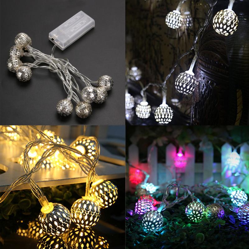 Moroccan 10 LED Filigree Metal  String Fairy Light for Wedding Christmas - ebowsos