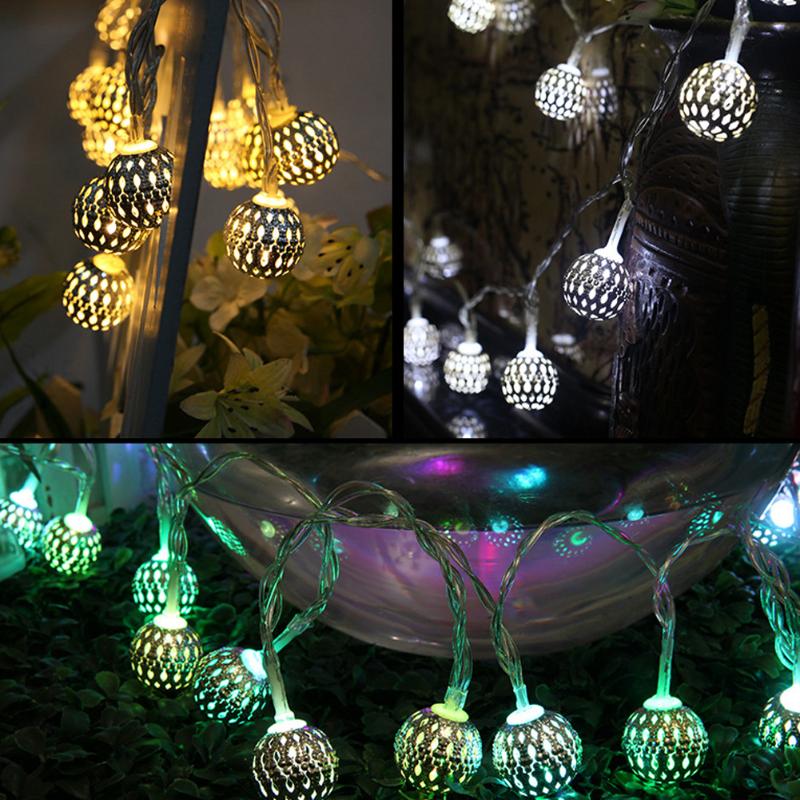 Moroccan 10 LED Filigree Metal  String Fairy Light for Wedding Christmas - ebowsos