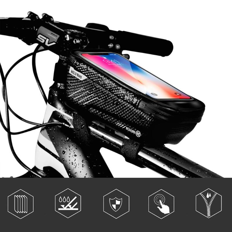 Mountain Bike Bag Rainproof Waterproof Mtb Front Bag 6.2inch Mobile Phone Case Bicycle Top Tube Bag Cycling Accessories-ebowsos