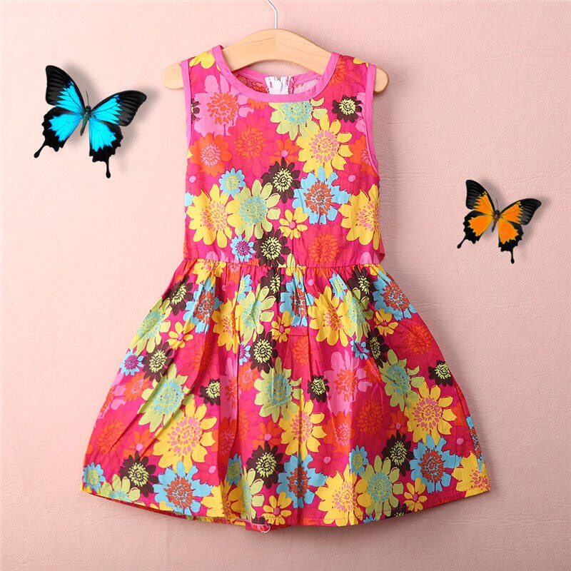 Multi flower Toddler Kids Girls Summer Princess Floral Lace Pierced Party Dress Age 2-7Y - ebowsos