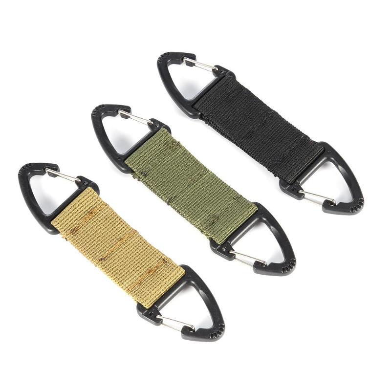 Multifunction Outdoor Nylon Molle Webbing Belt Clip Climbing Carabiner Buckle Backpack Bag Clasp Hanging Chain Key Hook-ebowsos