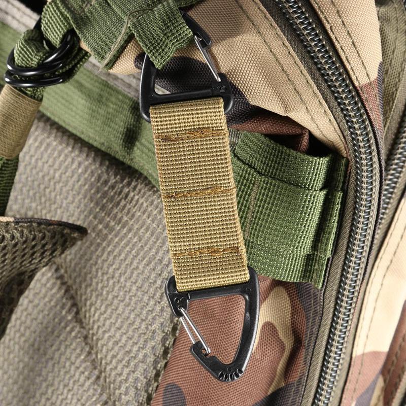 Multifunction Outdoor Nylon Molle Webbing Belt Clip Climbing Carabiner Buckle Backpack Bag Clasp Hanging Chain Key Hook-ebowsos