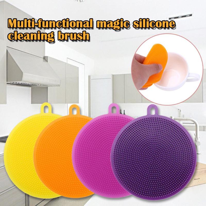 Multifunction Silicone Dish Bowl Cleaning Brush Kitchen Pot Washing Tool D30 - ebowsos