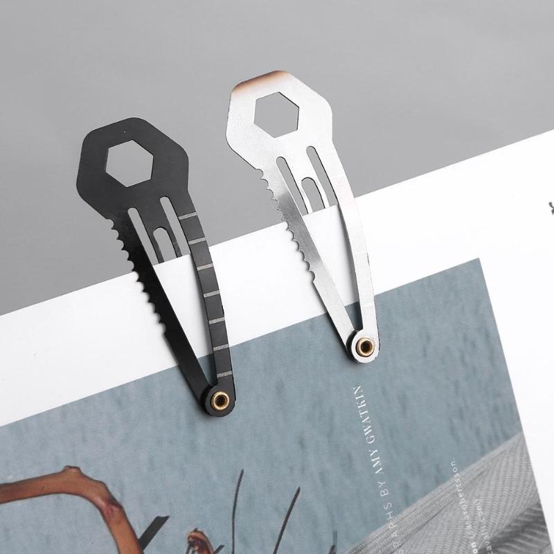 Multifunction Stainless Steel Hairpin Hair Clip Outdoor Ruler Cutter Keychain Pocket Tool Survive Screwdriver-ebowsos