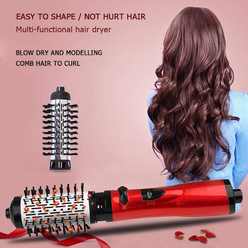 Multifunctional 3 in 1 Hair Dryer Constant Temperature Hot Hair Brush Roller Rotate Comb Straightener Curling Iron Styling Tool - ebowsos