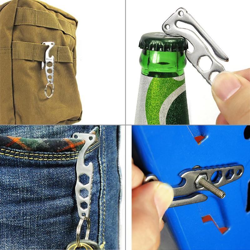 Multifunctional Hook Pocket Key Clip Key Chain EDC Outdoor Survival Mini Tool Bottle Opener Hexagon Wrench Waist Hanger-ebowsos