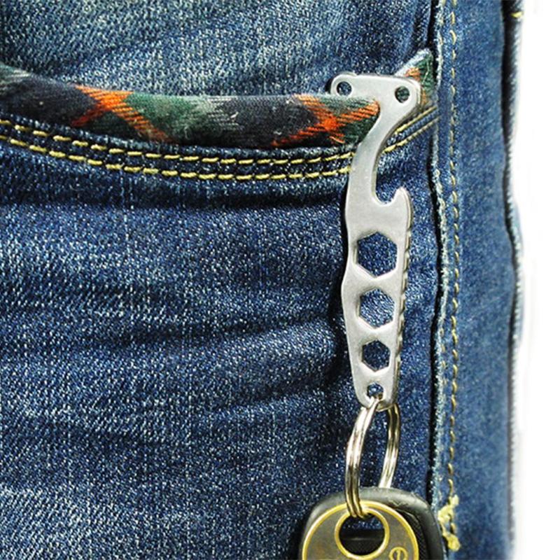 Multifunctional Hook Pocket Key Clip Key Chain EDC Outdoor Survival Mini Tool Bottle Opener Hexagon Wrench Waist Hanger-ebowsos