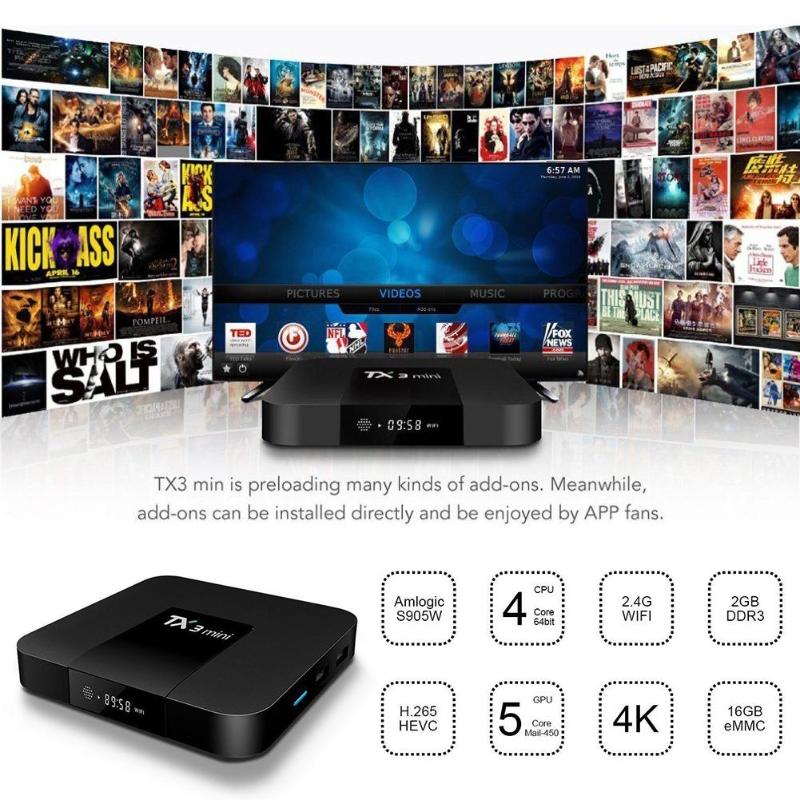 NEW TX3 Mini 2GB/16GB Android 7.1 Smart TV BOX S905W Quad Core HD WiFi 4K Multi-language 5V 2A  Smart TV Box Drop Shipping - ebowsos