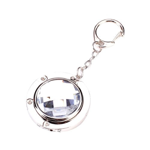 NEWBRAND Round Rhinestone Purse Handbag Hanger Hook Folding Hanger Holder w/ Keychain - ebowsos