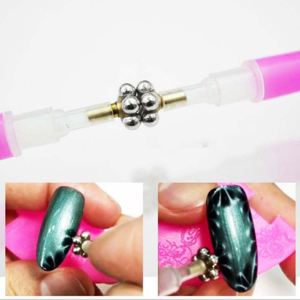 Nail Art Cat Eye Magnet Pen Strip Double-headed Nail Painting Dotting Brushes Professional Acrylic Gel Polish Dotting Pen - ebowsos