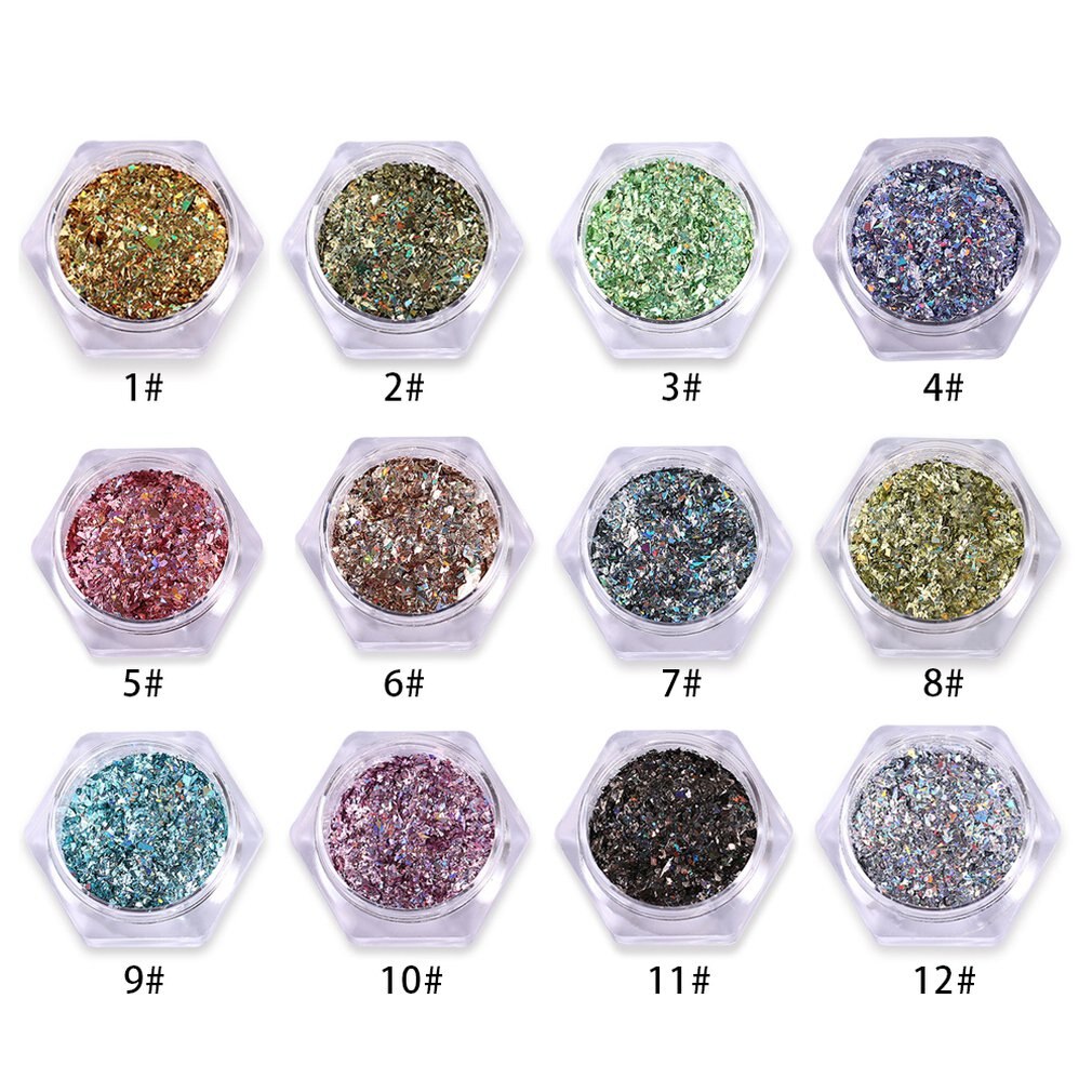 Nail Art Decoration Laser Flash Fragments Manicure Nail Sequins Beads Powder Salon Foils Charms Nail Glitters - ebowsos