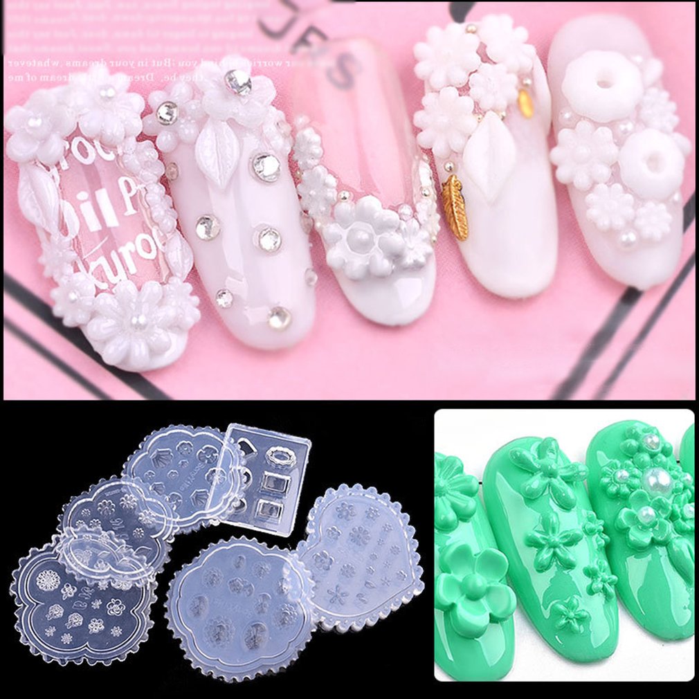 Nail Art Decoration Tools Nail Silicone Mould Popular Relief Abrasives Flowers Daisy Carved Soft Film - ebowsos