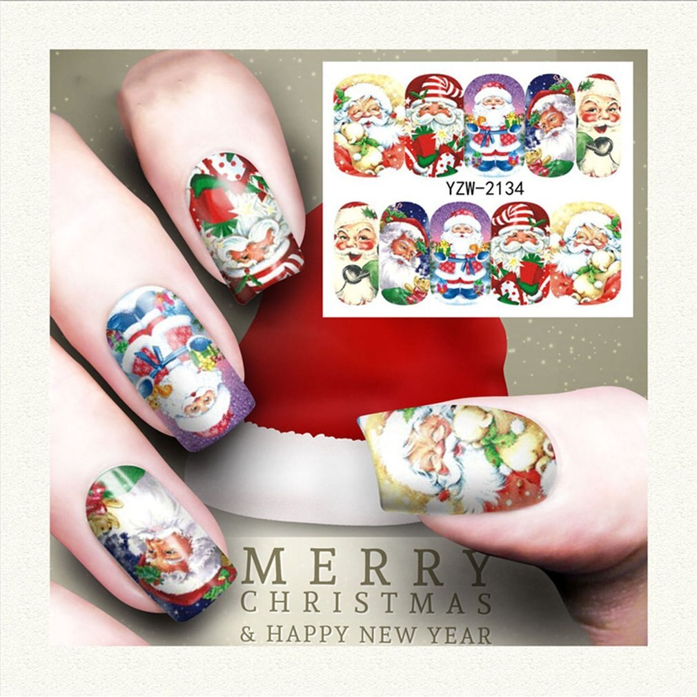 Nail Art Nail sticker New Year Slider Tattoo Christmas Water Decal Santa Claus Snowman Full Wraps Designs Decals - ebowsos