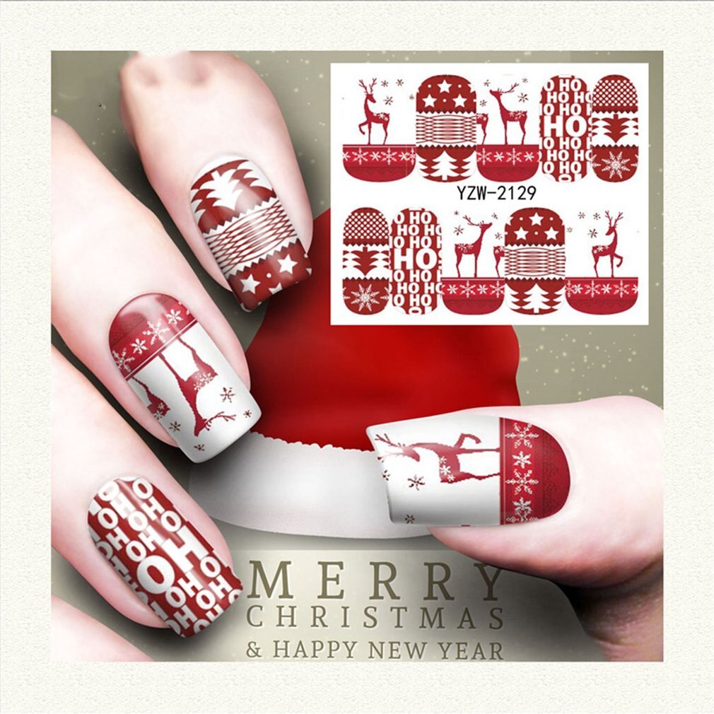 Nail Art Nail sticker New Year Slider Tattoo Christmas Water Decal Santa Claus Snowman Full Wraps Designs Decals - ebowsos