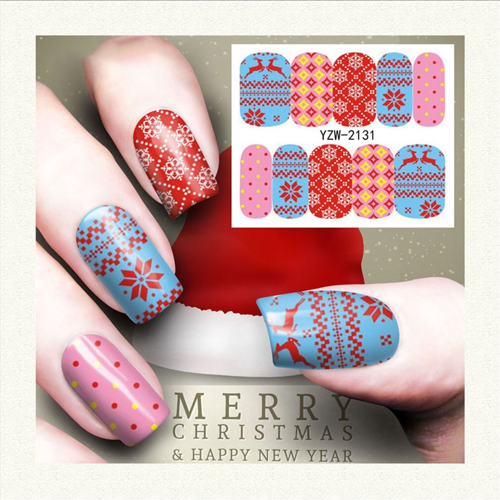 Nail Art Nail sticker New Year Slider Tattoo Christmas Water Decal Santa Claus Snowman Full Wraps Designs Decals - ebowsos