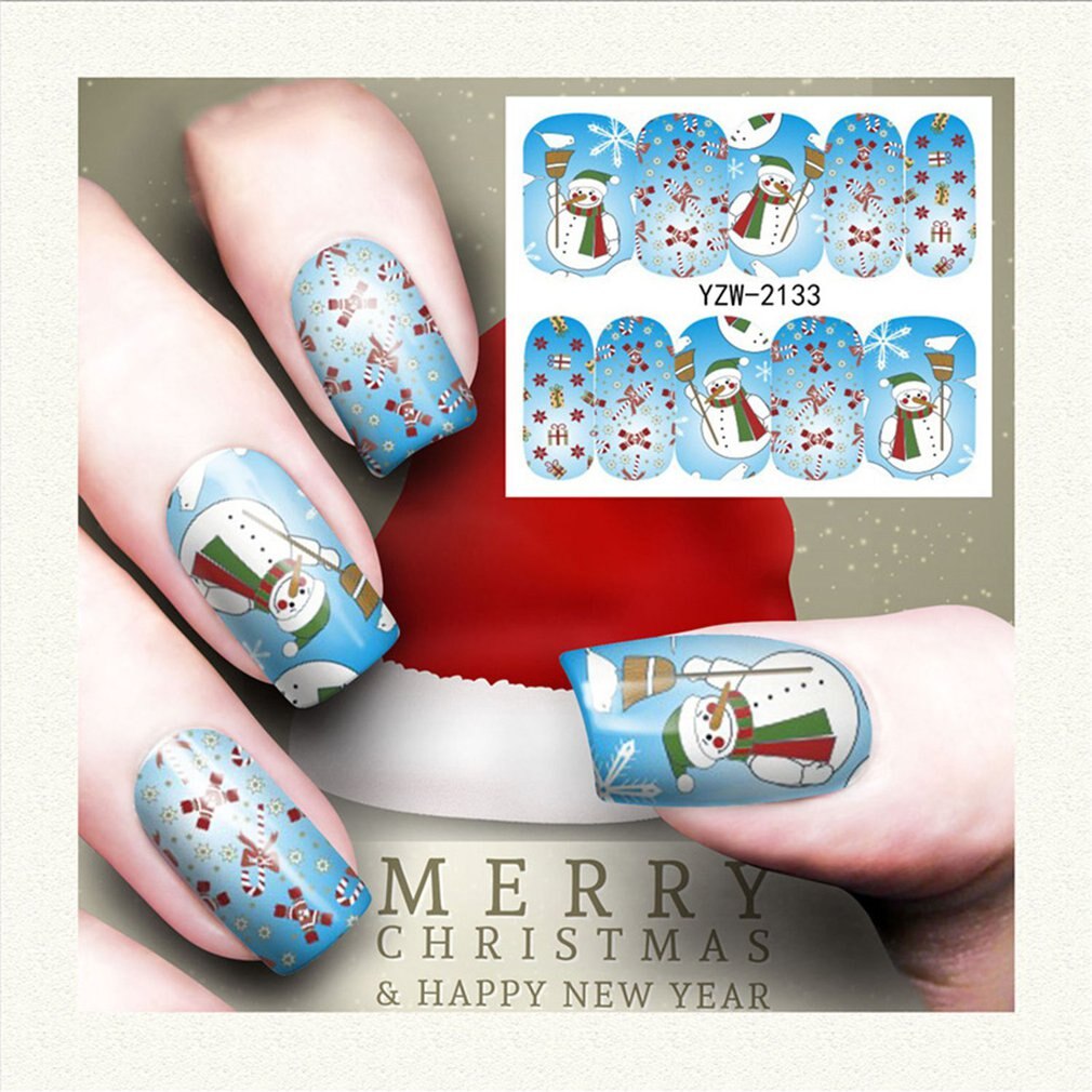 Nail Art Nail sticker New Year Slider Tattoo Christmas Water Decal Santa Claus Snowman Full Wraps Designs Decals - ebowsos