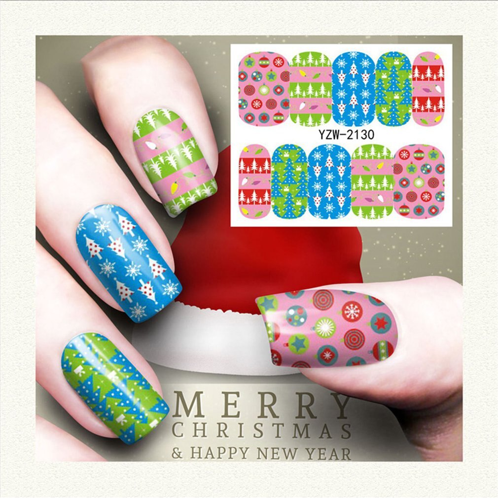 Nail Art Nail sticker New Year Slider Tattoo Christmas Water Decal Santa Claus Snowman Full Wraps Designs Decals - ebowsos