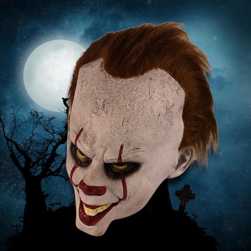 Natural Latex Halloween Scary Full Cover Clown Mask Cosplay Party Mask Prop - ebowsos