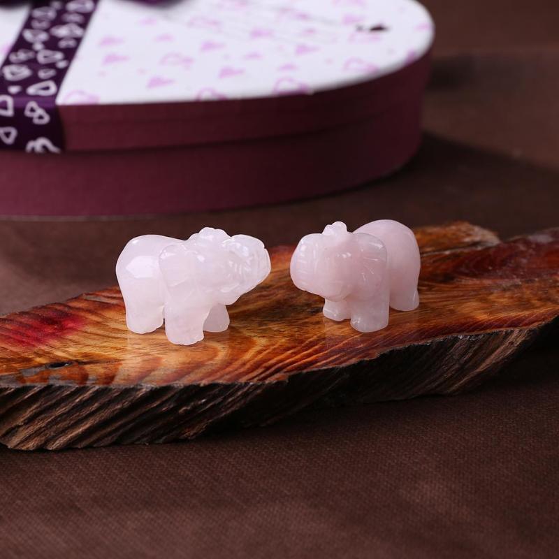 Natural Stone Carved Elephant Jade Crystal Elephant Figurines Mini Animal Statue Necessary Household Decoration Gadgets - ebowsos