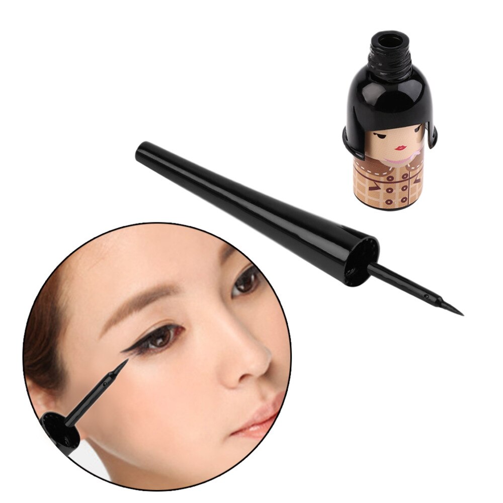 New Arrival 1 pc Women Cute Lucky Doll Black Waterproof Liquid Eyeliner Pen Makeup Cosmetic Top Quality - ebowsos