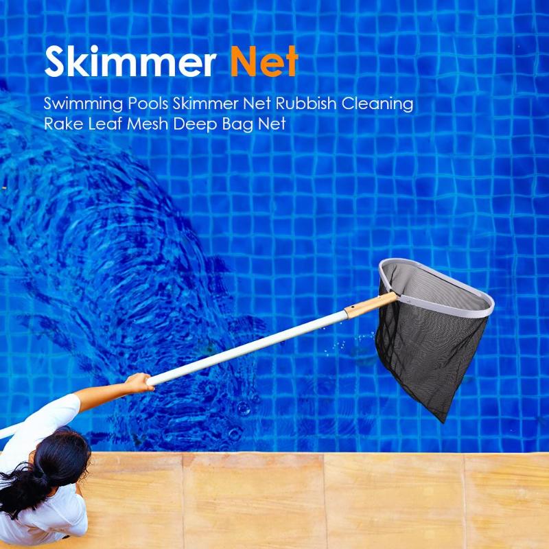 New Arrival Professional Black Plastic Leaf Rake Mesh Net Skimmer Clean Swimming Pool Tool Leaf Skimmer Net-ebowsos