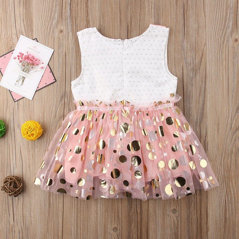 New Arrival Summer Dress Baby Girls Sleeveless Tulle Tutu Girl's Sequins Party Pleated Sequins Dresses - ebowsos