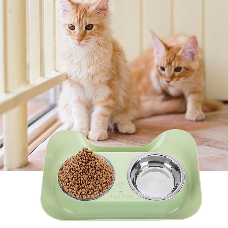 New Arrivals Pet Dog Double Bowl Teddy Food Bowl Stainless Steel Cat Dog Water Bowl Drinking Supplies Dropshipping 31*21.5*5cm - ebowsos