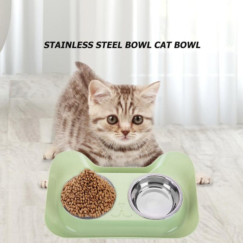 New Arrivals Pet Dog Double Bowl Teddy Food Bowl Stainless Steel Cat Dog Water Bowl Drinking Supplies Dropshipping 31*21.5*5cm - ebowsos