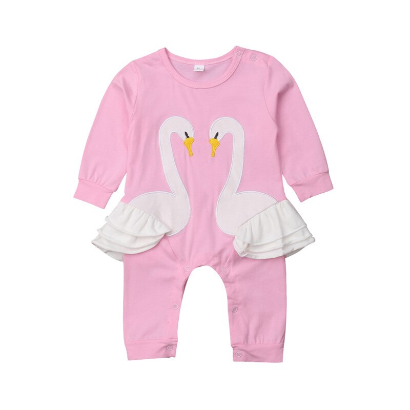 New Arrivels Baby Girls Clothing Cotton 3D Swan Romper Pants Jumpsuit Outfits Clothes - ebowsos