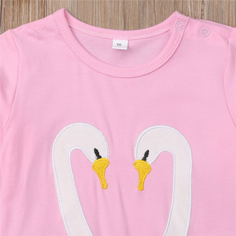 New Arrivels Baby Girls Clothing Cotton 3D Swan Romper Pants Jumpsuit Outfits Clothes - ebowsos