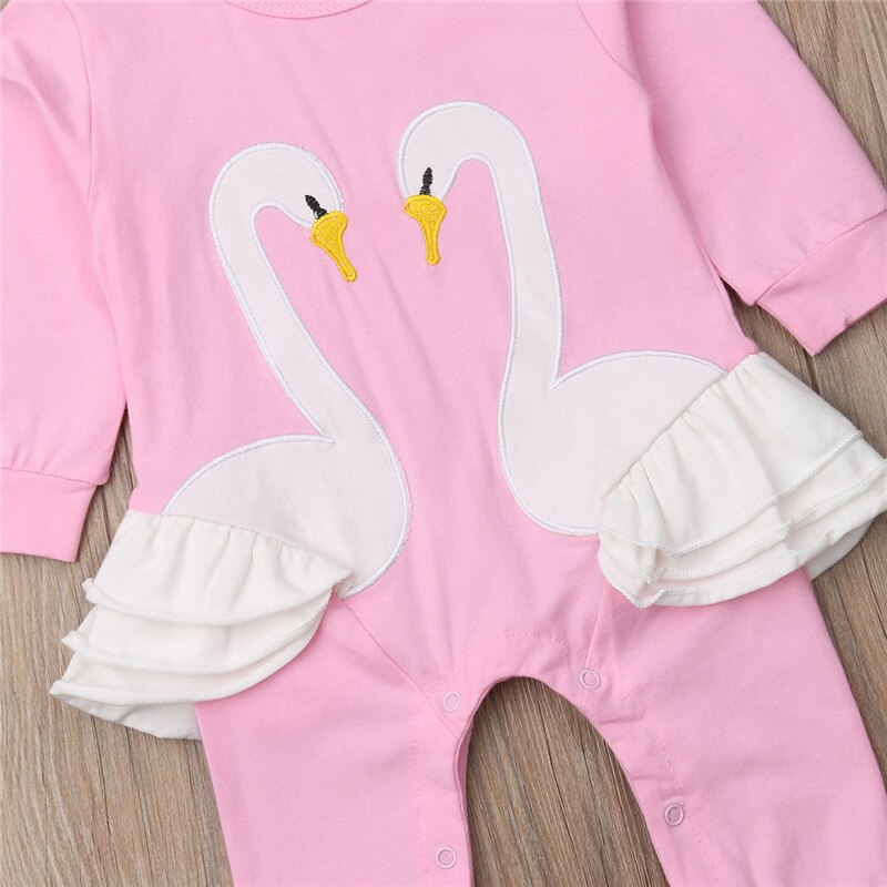 New Arrivels Baby Girls Clothing Cotton 3D Swan Romper Pants Jumpsuit Outfits Clothes - ebowsos