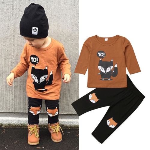 New Arrivels Cotton 2pcs Toddler Baby Boy T-shirt Top+Pants Trousers Outfits Summer Kids Clothes Set - ebowsos