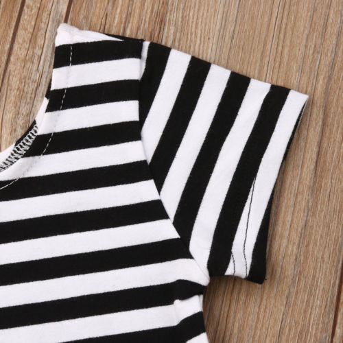 New Arrivels Newborn Kids Baby Girls Striped Tops T-shirt Pants Leggings Outfits Clothes - ebowsos