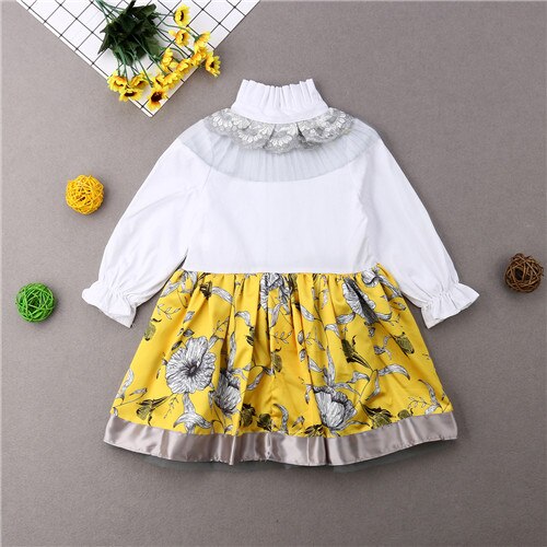 New Arrivels Toddler Baby Girls Lace Floral Princess Party Bow Shirt Tutu Dress Clothes - ebowsos