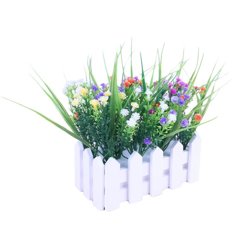 New Artificial Plant Fashion Creative Fake Flower Fake Plant With Fence For Home Office Kitchen-ebowsos