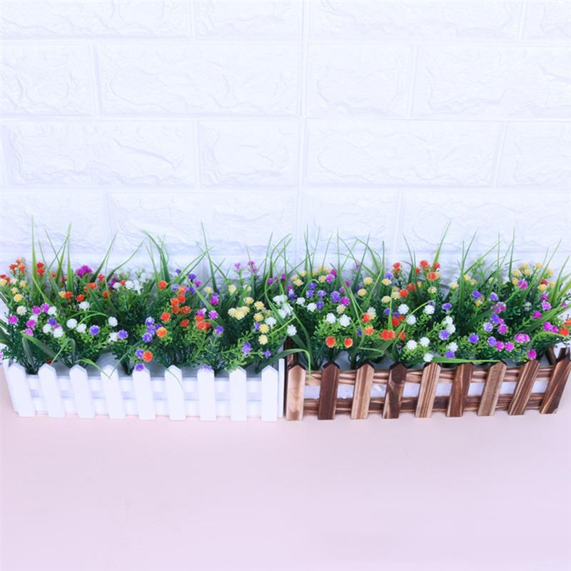 New Artificial Plant Fashion Creative Fake Flower Fake Plant With Fence For Home Office Kitchen-ebowsos