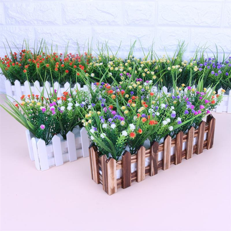 New Artificial Plant Fashion Creative Fake Flower Fake Plant With Fence For Home Office Kitchen-ebowsos