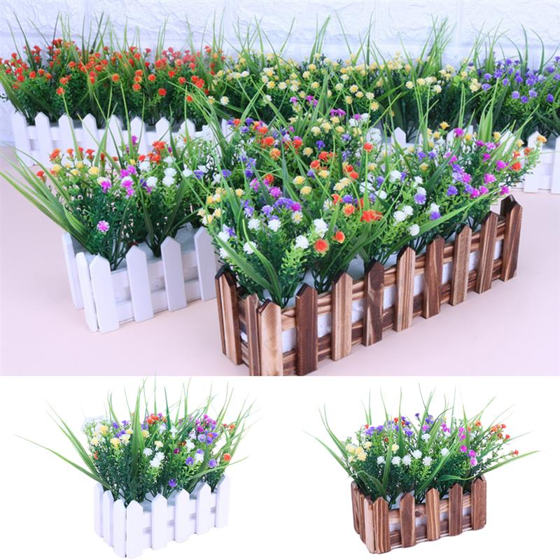 New Artificial Plant Fashion Creative Fake Flower Fake Plant With Fence For Home Office Kitchen-ebowsos