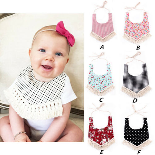 New Baby Boy Girl Tassels Bandana Bibs Lovely Feeding Saliva Towel Dribble Triangle Bib Strap Bibs - ebowsos