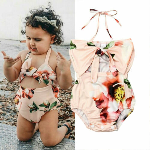 New Baby Girl Flower Halter Jumpsuit Romper Outfit Sunsuit Summer Clothes - ebowsos