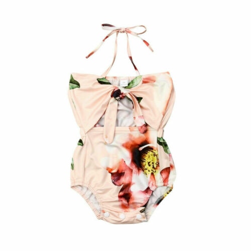 New Baby Girl Flower Halter Jumpsuit Romper Outfit Sunsuit Summer Clothes - ebowsos