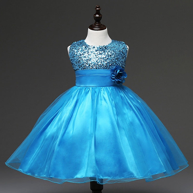 New Baby Girls Party Dress  Flower Kids Girls Sequins Princess Wedding Bridesmaid Pageant Party Formal Dress - ebowsos