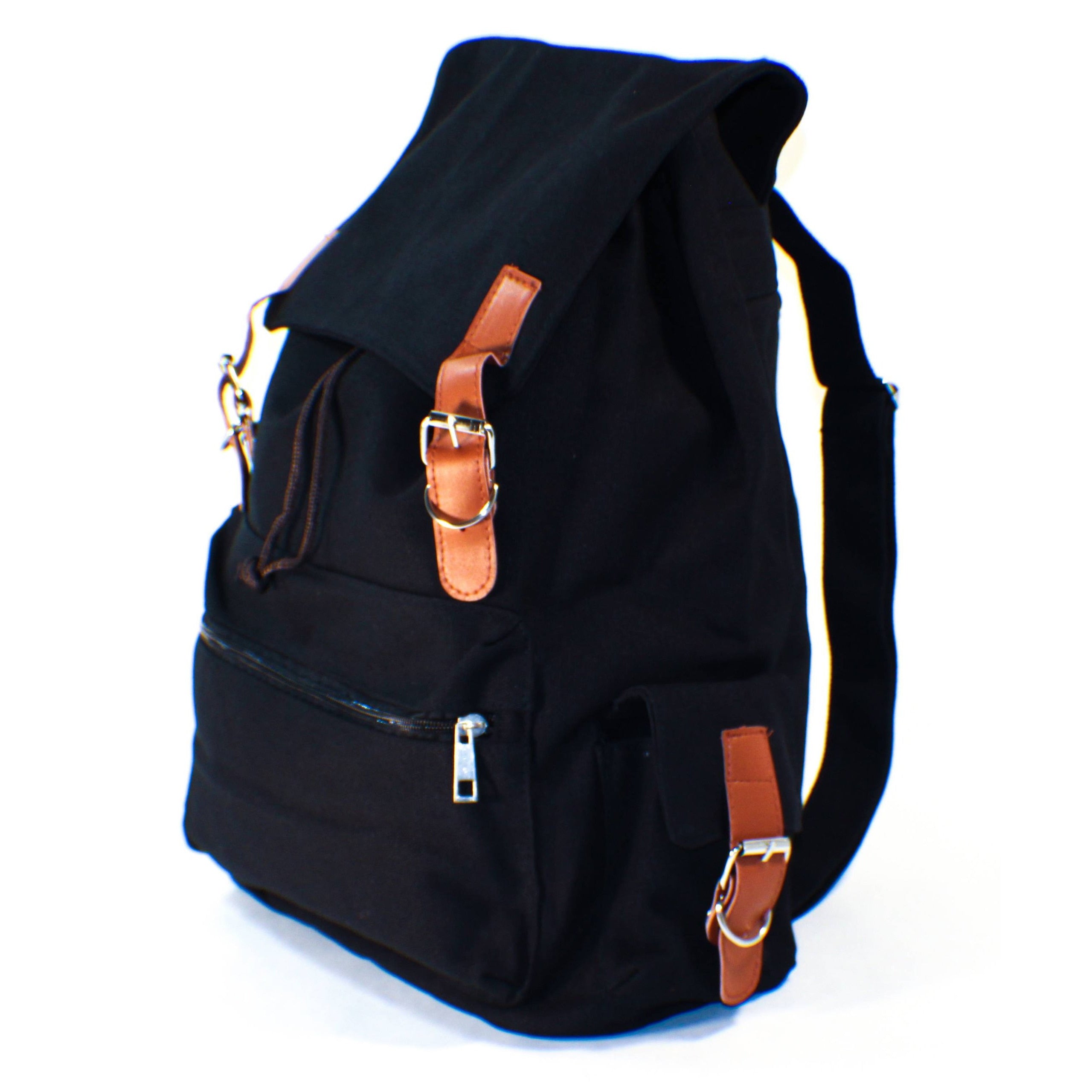 New Black Canvas Backpack School Bag Super Cute for School - ebowsos