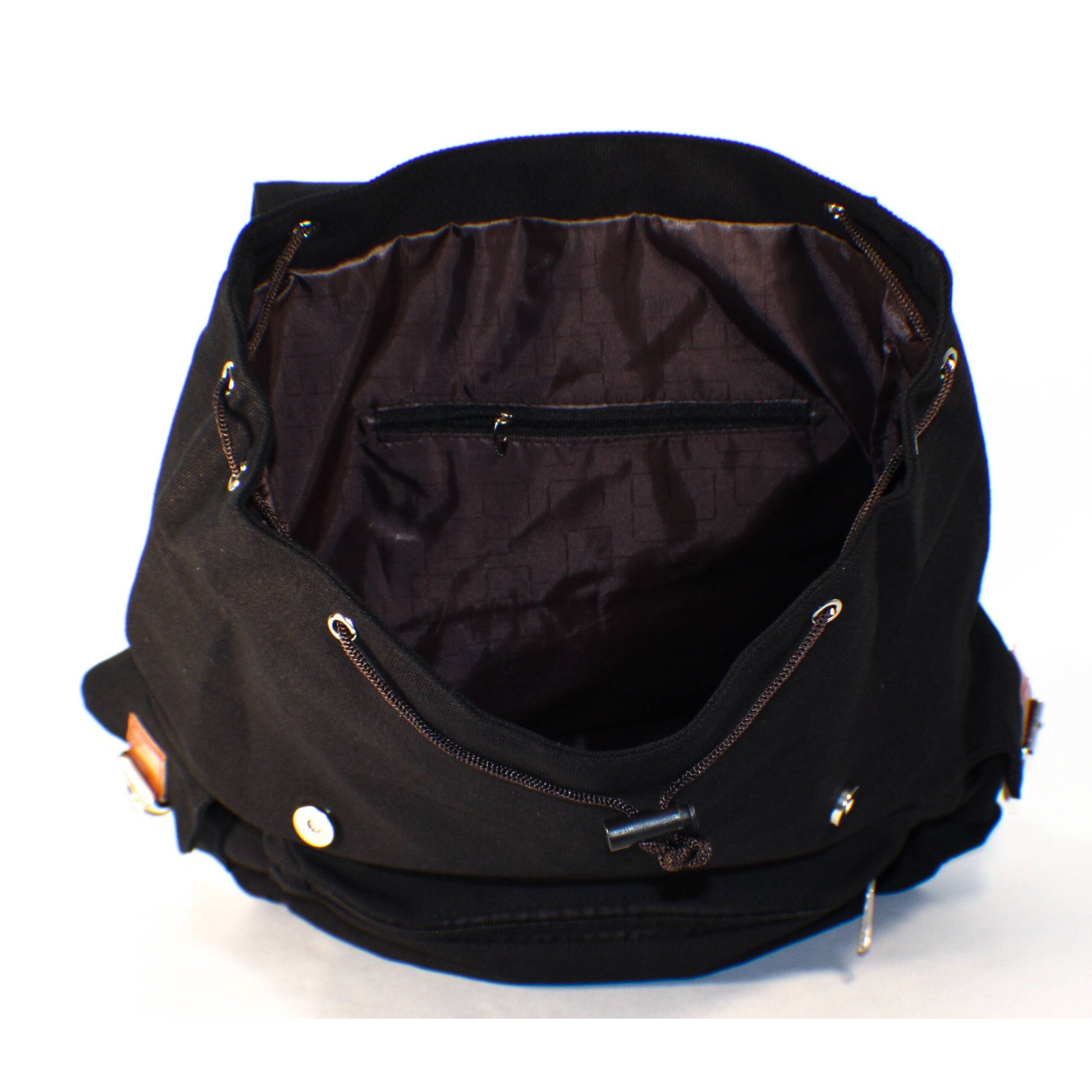 New Black Canvas Backpack School Bag Super Cute for School - ebowsos