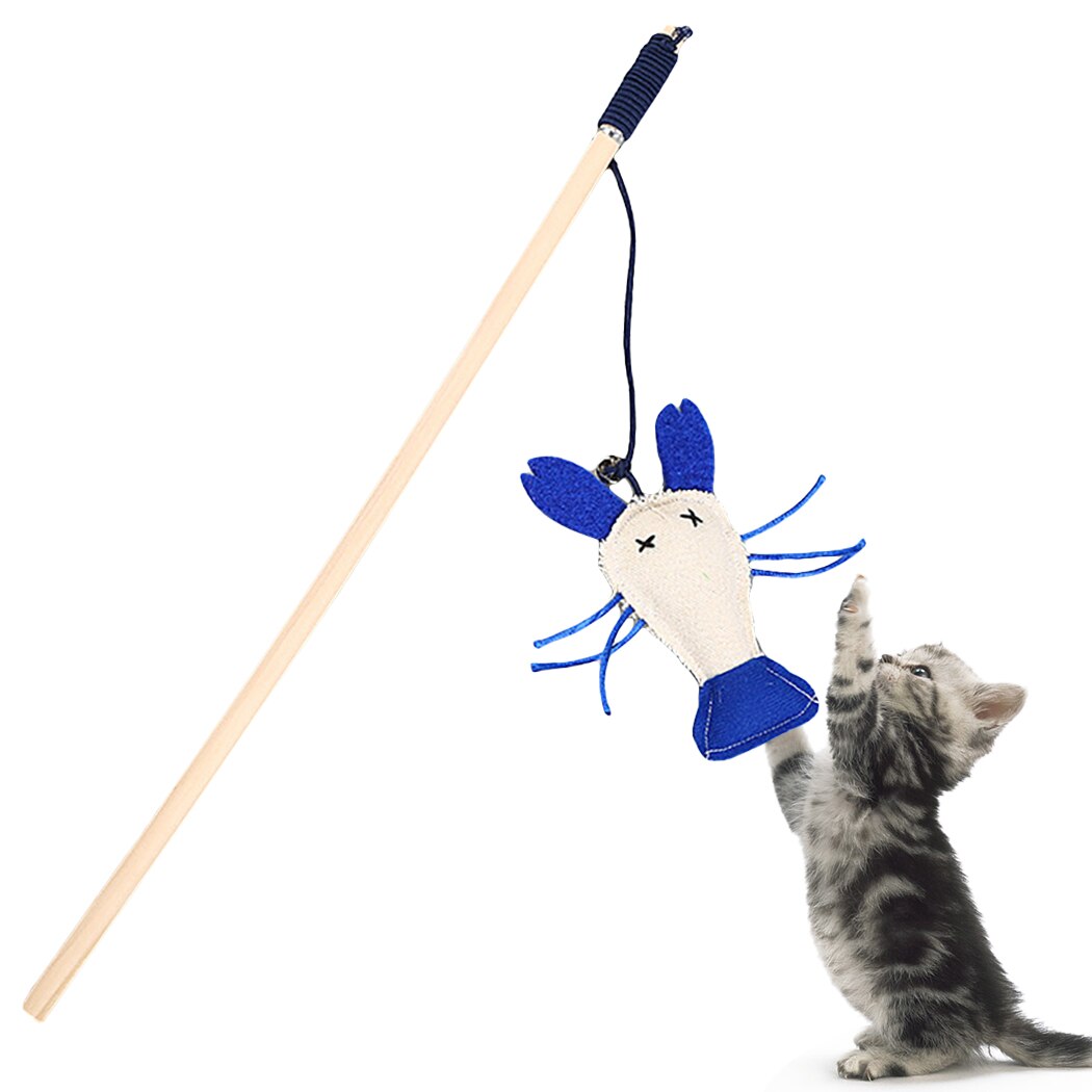 New Cat Wood Rod Funny Cat Stick With Bell Feather Paper Rope Ball Toy Pet Interactive Toy Supplies-ebowsos