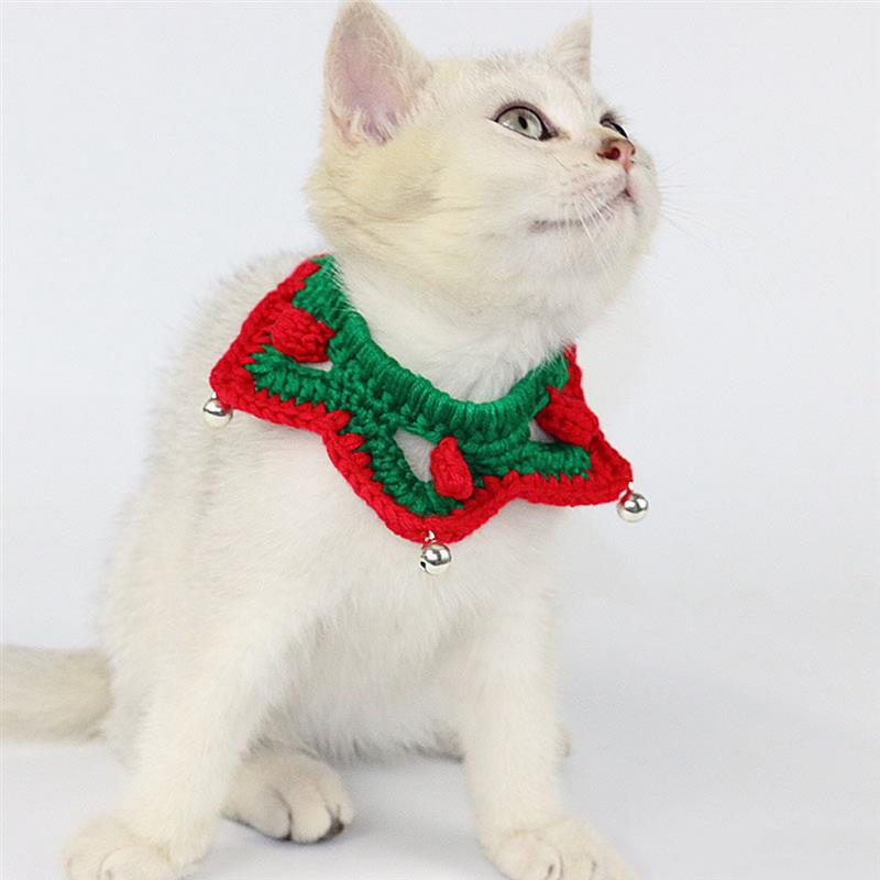 New Christmas Small Cat Cute Collar Red Star Shaped Xmas Pet Suit Collar Teddy Hair Scarf Commanding Pet Accessories-ebowsos